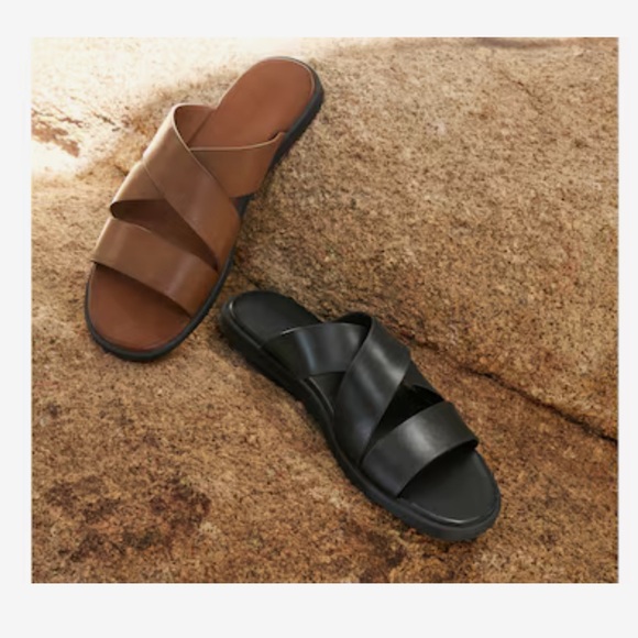 Vince Camuto Other - Vince Camuto Men’s COGNAC Waely Criss Cross Leather Upper Slide Sandal NEW NIB